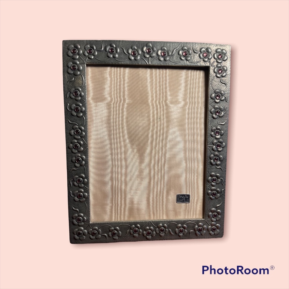 Bonwit Teller Vintage made in Italy large picture frame metal pink jewels flower